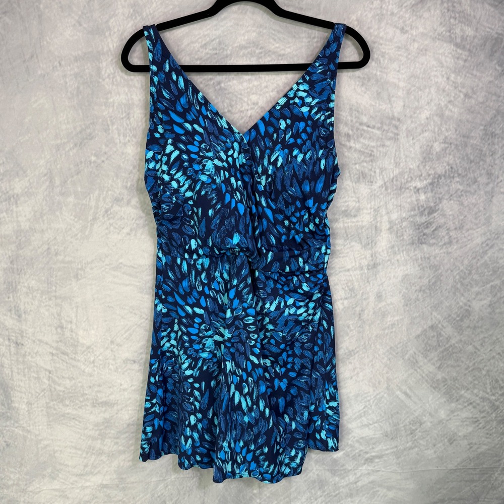 D&Co. Beach Swim Dress Womens Sz‎ 14 Modest Swim Resort Wear Vacation Tropical